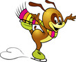 illustration of cute dog skating, leave a trail in heart shape
