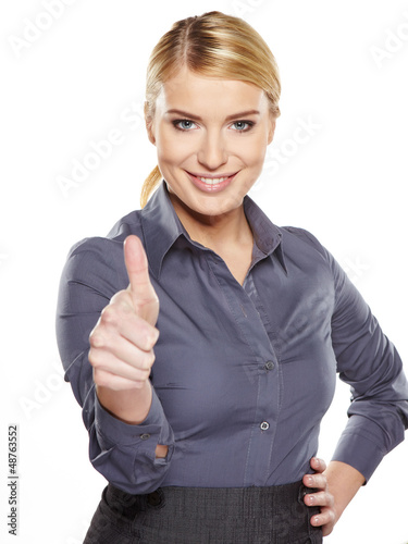 Photo: Happy smiling business woman with ok hand sign Happy smiling business woman with ok hand sign