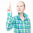 Young beautiful girl educating with a pencil