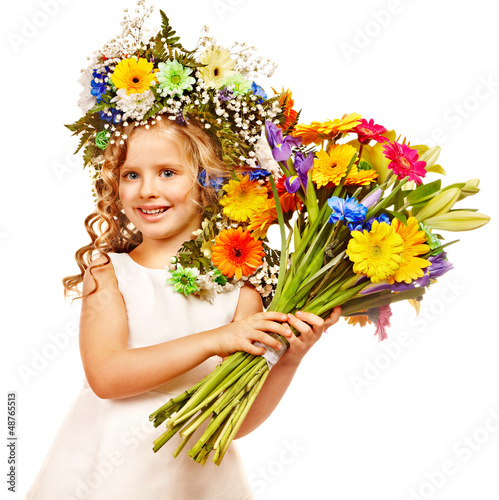 Photo: Little girl with flower hairstyle. Little girl with flower hairstyle.