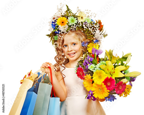 Photo: Little girl with flower hairstyle. Little girl with flower hairstyle.