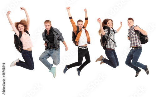 Photo: Group of happy young people jumping Group of happy young people jumping