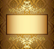beige vintage card with golden frame