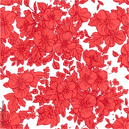 Vector: Beautiful seamless pattern of wild scarlet flowers Beautiful seamless pattern of wild scarlet flowers