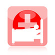 Patient in hospital bed icon with medical cross
