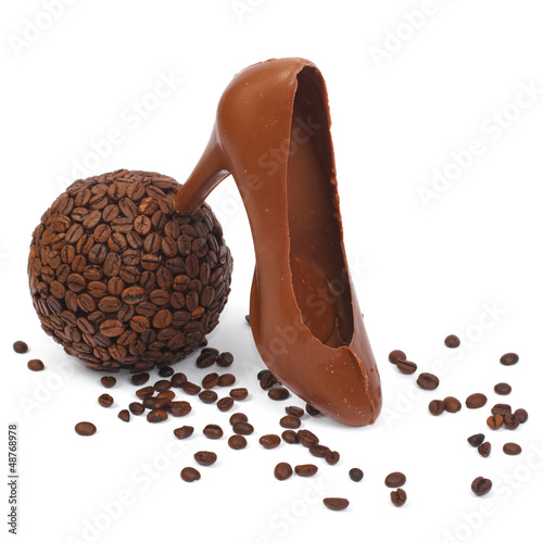 Photo: bowl of coffee and chocolate shoe bowl of coffee and chocolate shoe