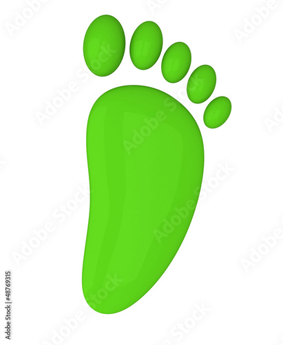 Illustration: Green foot icon, 3d image Green foot icon, 3d image