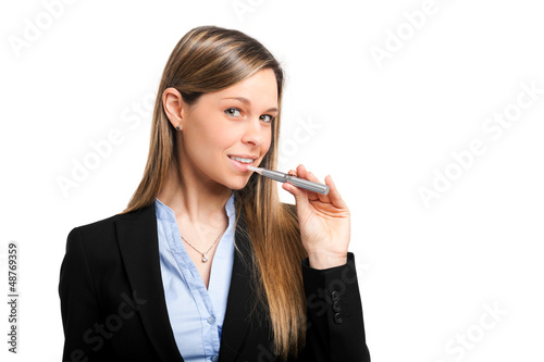 Photo: Young woman smoking electronic cigarette Young woman smoking electronic cigarette