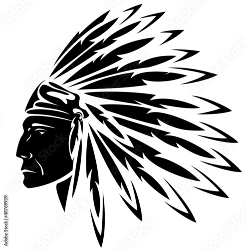 Vector: red indian chief black and white illustration red indian chief black and white illustration