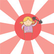 cartoon character of girl begin to workout