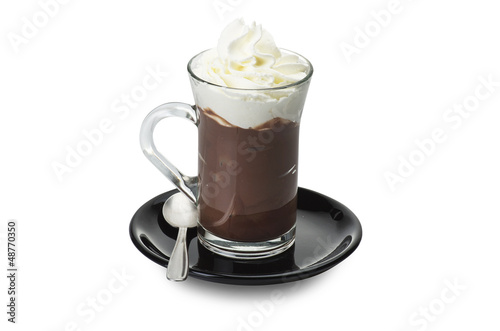 Photo: Hot chocolate close up on the white Hot chocolate close up on the white