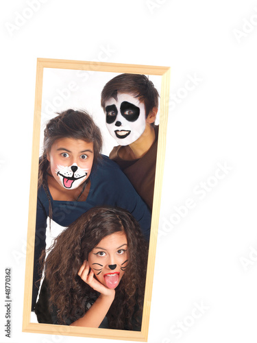 Photo: geschwister mit panda, hund und katze schminke geschwister mit panda, hund und katze schminke