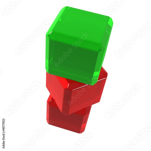 Illustration: Green cube on red ones Green cube on red ones