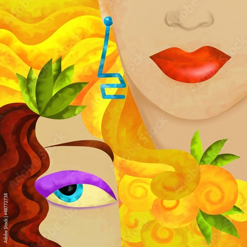 Illustration: due visi due visi