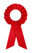 Award rosette prize with red ribbon blank