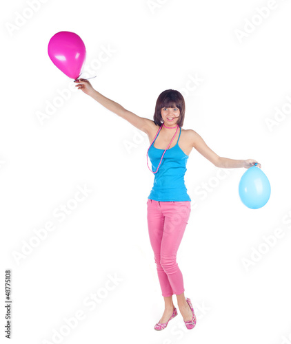 Photo: Young caucasian woman with balloon Young caucasian woman with balloon
