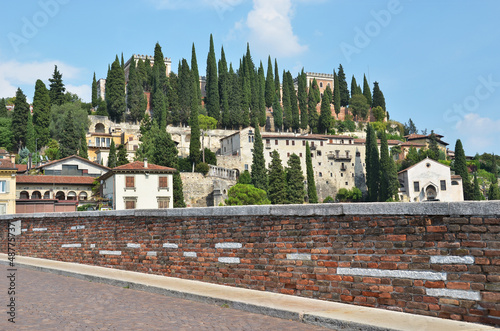 Photo: St. Peter bridge across Adige river. Verona, Italy St. Peter bridge across Adige river. Verona, Italy