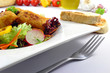 potato sticks with salad - Kartoffeltaschen mit Salat