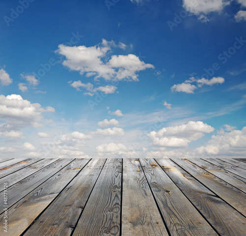 Photo: sunset sky and wood floor sunset sky and wood floor