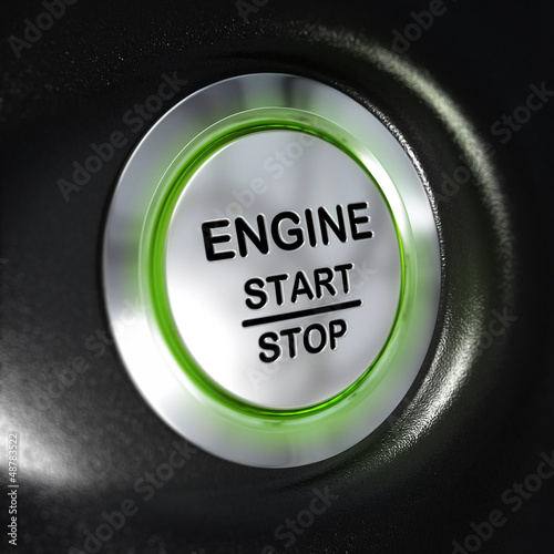 Illustration: Engine Start and Stop Button, Automobile Starter Engine Start and Stop Button, Automobile Starter