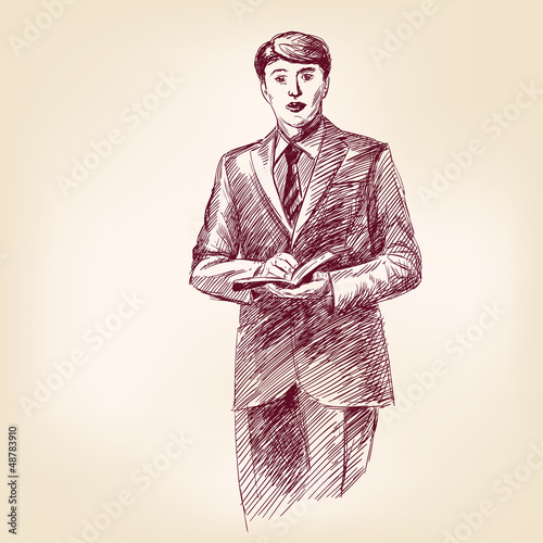 Vector: preacher with bible in hand vector illustration preacher with bible in hand vector illustration