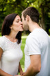 Young kissing couple in love
