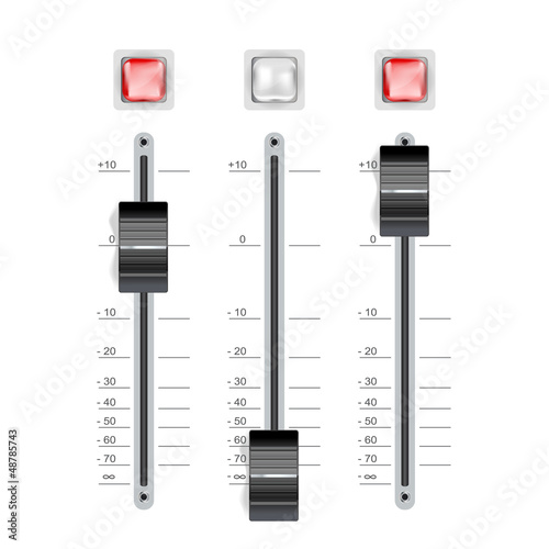 Vector: audio mixing console on white audio mixing console on white