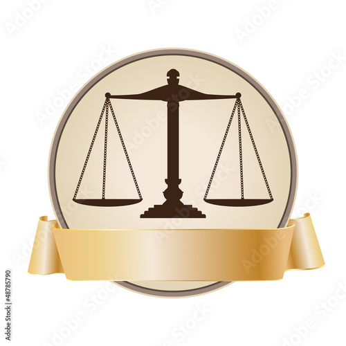 Vector: justice scale symbol with ribbon justice scale symbol with ribbon
