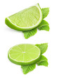 Pieces of lime isolated on white