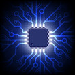 Vector: Circuit board with microchip. Vector background. Circuit board with microchip. Vector background.