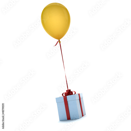 Illustration: Gift with balloon yellow Gift with balloon yellow