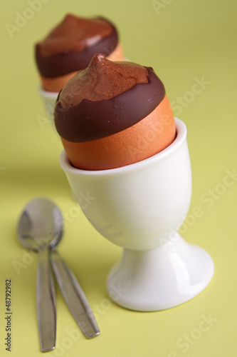 Photo: chocolate mousse in egg cup chocolate mousse in egg cup