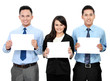 business team holding blank paper