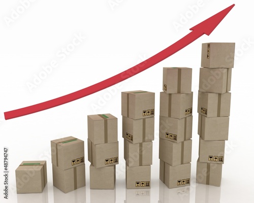 Illustration: Diagram of increasing exportation. 3d render illustration Diagram of increasing exportation. 3d render illustration