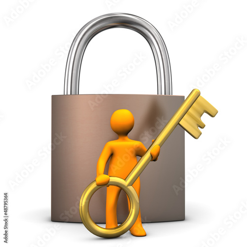 Illustration: Manikin Padlock Golden Key Manikin Padlock Golden Key