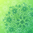 Green doodle flowers vector background