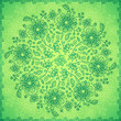 Green doodle flowers vector background