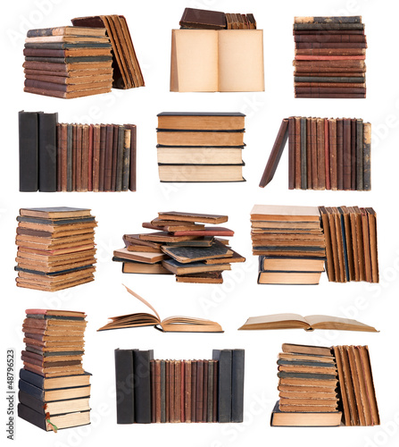 Photo: Old books isolated on white Old books isolated on white