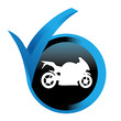 moto sur bouton validé bleu