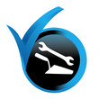 travaux sur bouton validé bleu