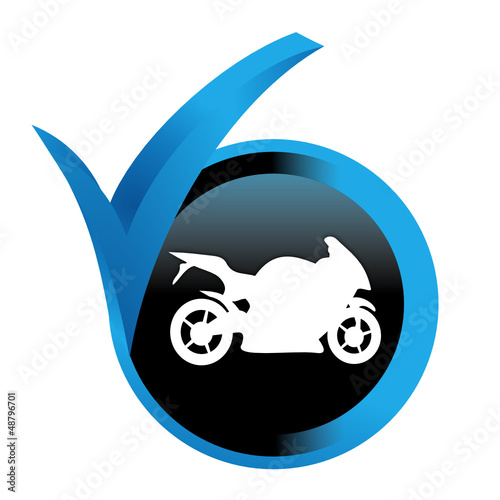 Vector: moto sur bouton validé bleu moto sur bouton validé bleu