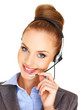 Beautiful woman receptionist with a headset