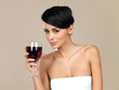Beautiful woman drinking red wine
