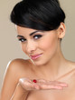 Beautiful woman with a capsule
