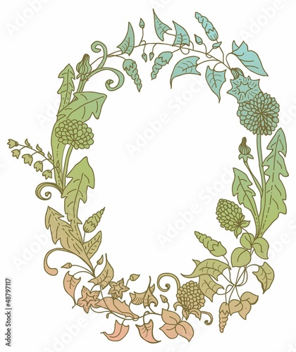 Vector: Romantic background with wild flower wreath Romantic background with wild flower wreath
