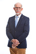 Serious well dressed senior man with glasses. Isolated.
