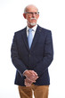 Serious well dressed senior man with glasses. Isolated.