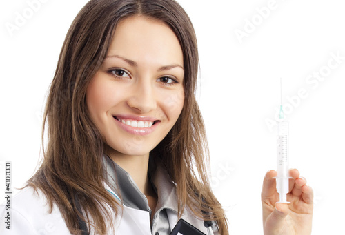 Photo: Doctor with syringe, over white Doctor with syringe, over white
