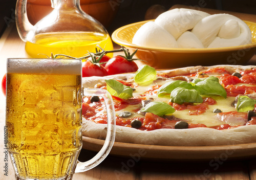 Photo: pizza with beer pizza with beer