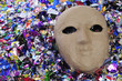 carnival mask and confetti